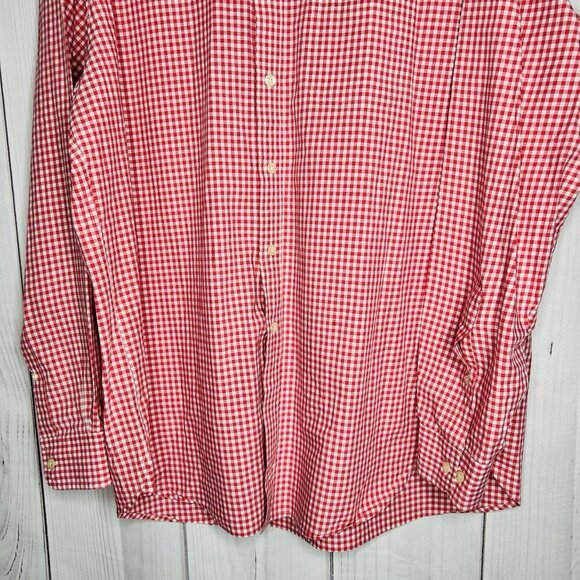 Brooks Brothers Button Down Shirt Mens Sz L Red White Gingham Check Regular Fit - Picture 3 of 7